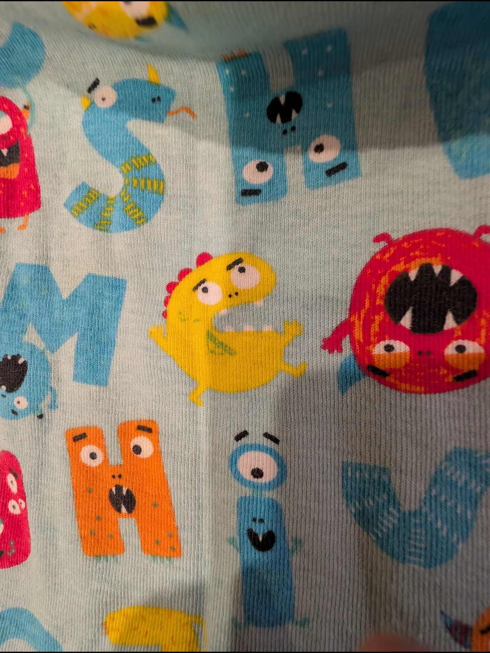 The Children's Place 0-3M Light Blue Monster Alphabet Pajama Set